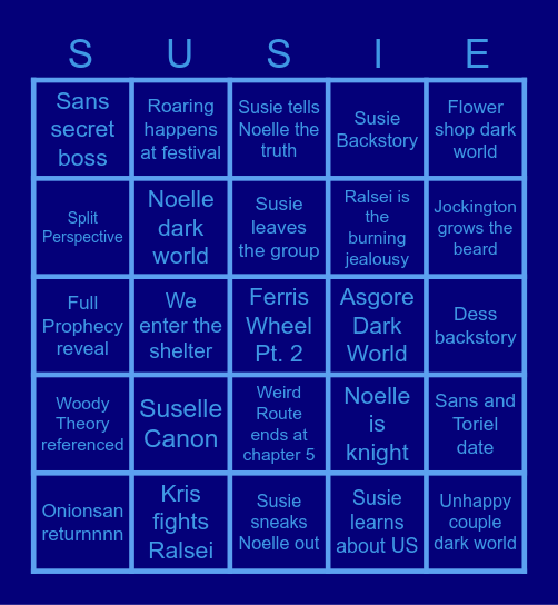 Deltarune Bingo Card