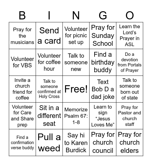 Holy Cross Bingo 2026 Bingo Card