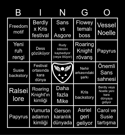 Deltarune Chapter 5 Bingo Card