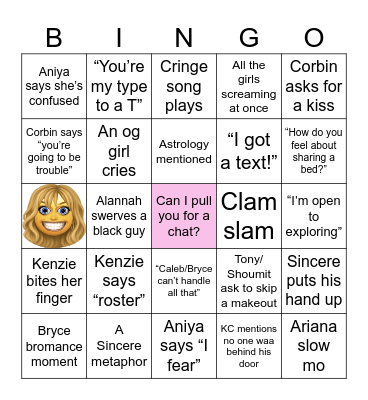 Love island Casa bingo Card