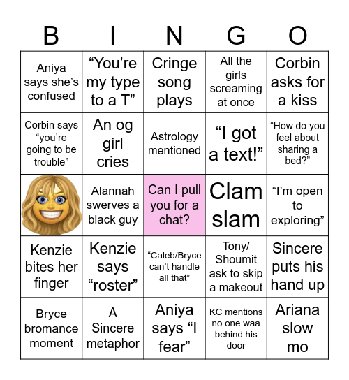 Love island Casa bingo Card