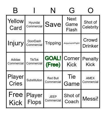 FIFA Bingo! Bingo Card