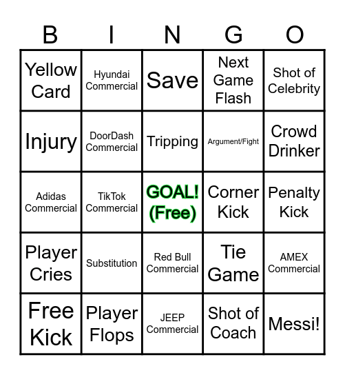 FIFA Bingo! Bingo Card