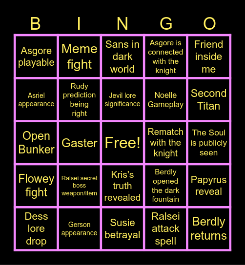 OH IT'S SUCH A GLORIOUS DAY Bingo Card