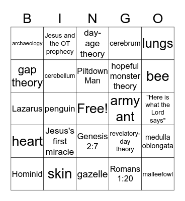 CATECHISM BINGO Card