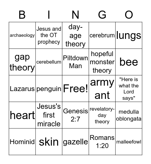 CATECHISM BINGO Card