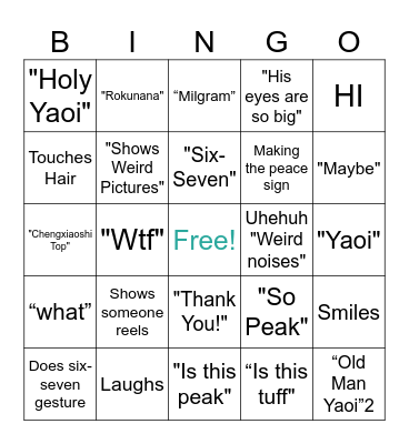 CHLOE! Bingo Card