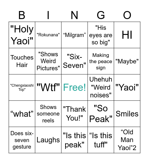 CHLOE! Bingo Card