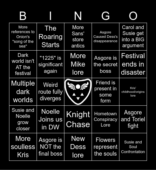 Deltarune Chapter 5 Bingo Card