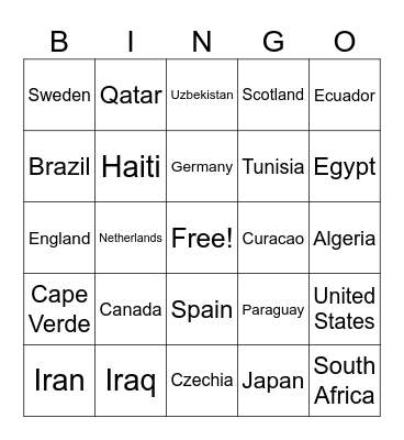 FIFA World Cup 2026 Bingo Card