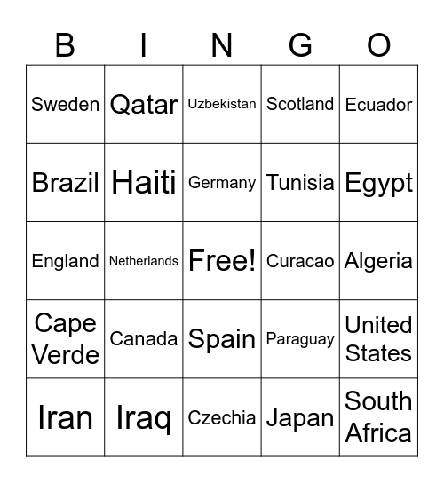 FIFA World Cup 2026 Bingo Card