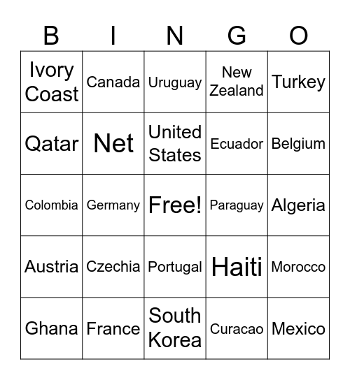 FIFA World Cup 2026 Bingo Card