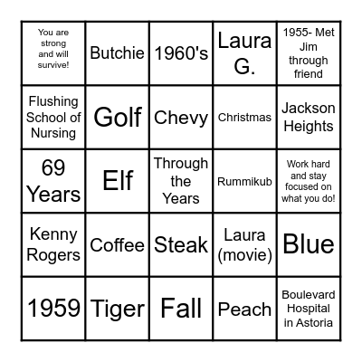 Joanie Bingo Card