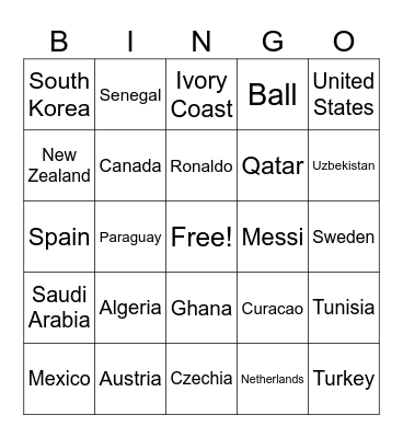 FIFA World Cup Bingo! Bingo Card