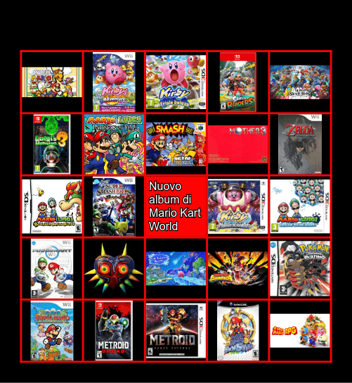 Nintendo Music Bingo Card