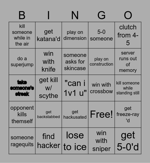 RIVALS BINGO Card