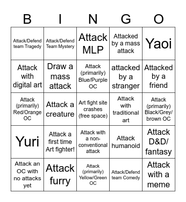 ARTFIGHT Bingo Card
