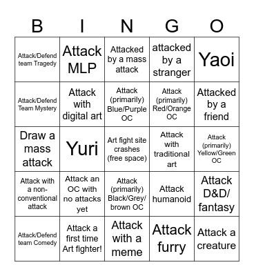 ARTFIGHT Bingo Card