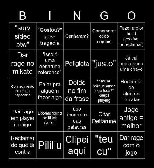 Sérgio Bingo Card