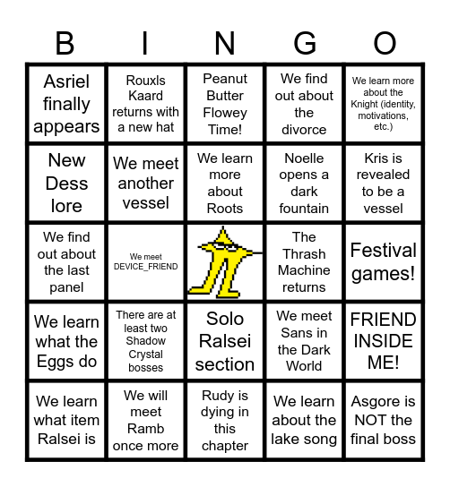 Deltarune Chapter 5 Bingo! Bingo Card