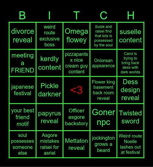 Deltarune CH 5 bingo Card
