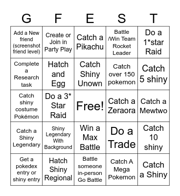 POKEMON GLOBAL GO FEST 2026 Bingo Card