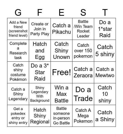 POKEMON GLOBAL GO FEST 2026 Bingo Card