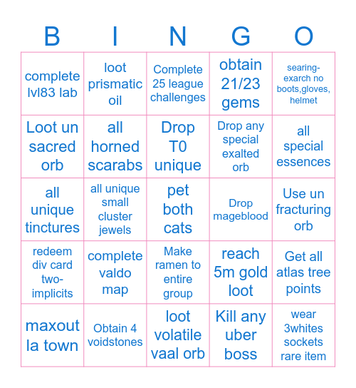 Gab le feu Bingo Card