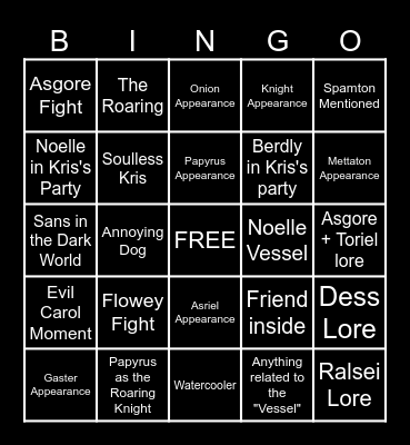 Deltarune CH.5 Bingo Card
