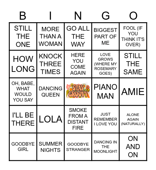 GROOVY 70'S BINGO Card