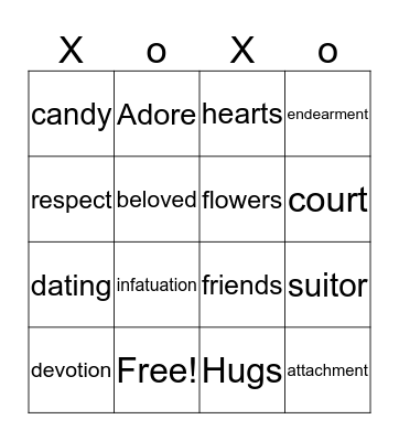 valentine's day Bingo Card