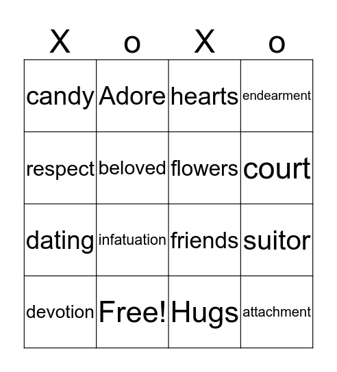 valentine's day Bingo Card