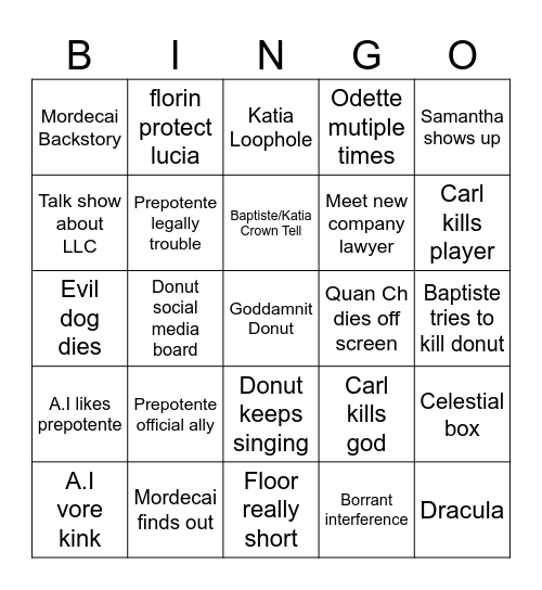 Andor Bingo Card