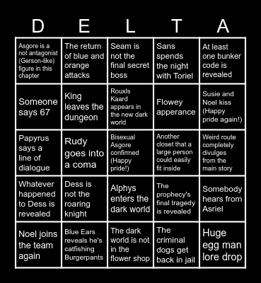 Deltarune Chapter 5! Bingo Card