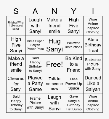 Super Saiyan Lucky 7 Bingo Card