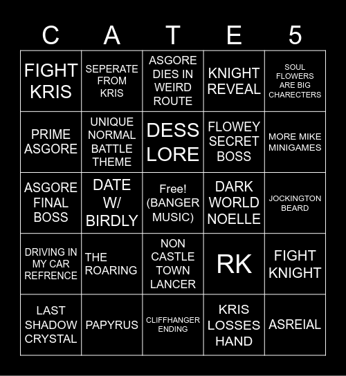 DELTARUNE CHAPTER 5 Bingo Card