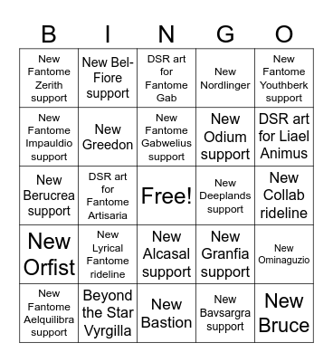 Divinez set 16 prediction Bingo Card