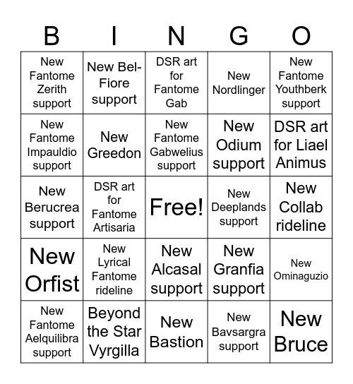 Divinez set 16 prediction Bingo Card