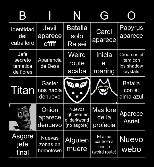 Deltarune Chapter 5 Bingo Card