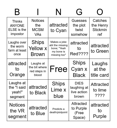 Lucas among us Bingo Card