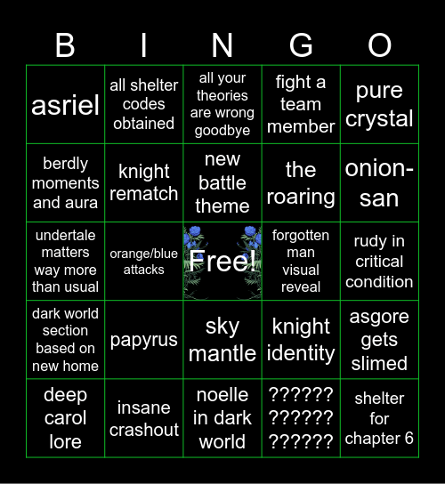 deltarune chapter 5 Bingo Card