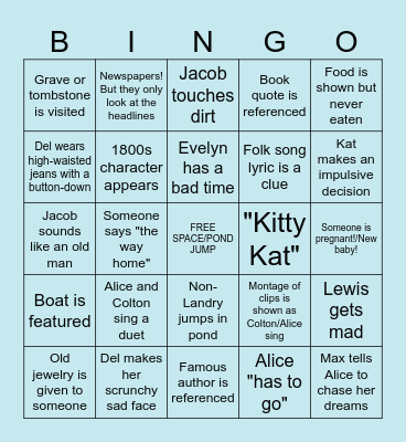 The Way Home Finale Bingo Card