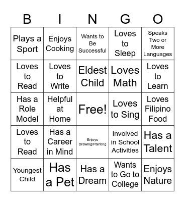 IDENTITY INFORMATION Bingo Card