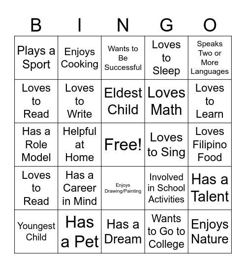 IDENTITY INFORMATION Bingo Card