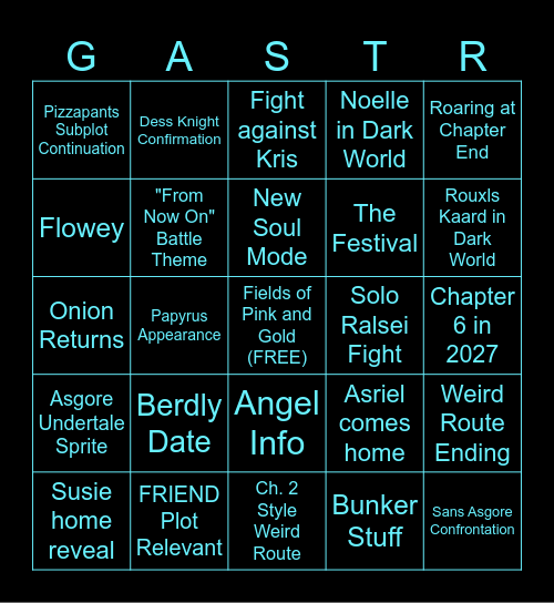 DELTARUNE CH. 5 BINGO Card