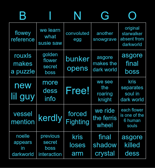 deltarune chapter 5 board Bingo Card