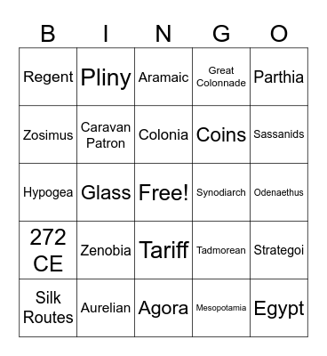 Palmyra Bingo Revision Bingo Card