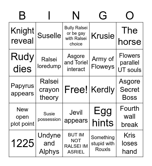 DELTARUNE CHAPTER 5 BINGO Card