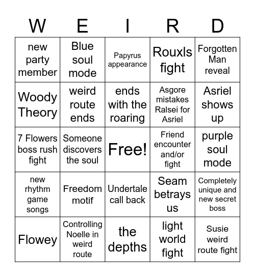 DELTARUNE CHAPTER 5 Bingo Card