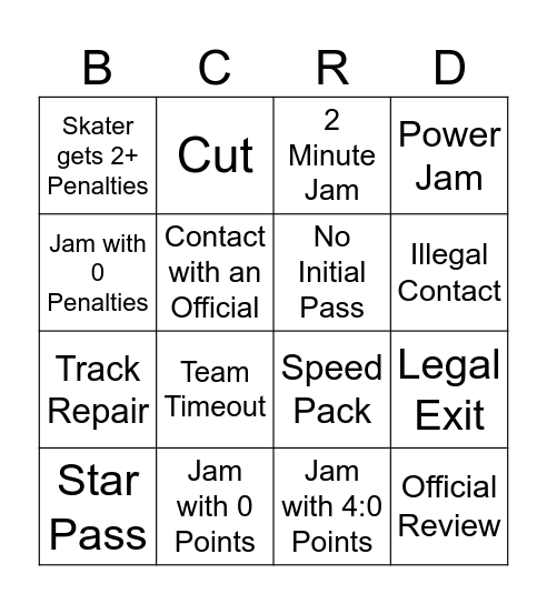 Derby Bingo Card